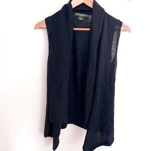 Eddie Bauer Dark Gray open front sleeveless wool cardigan size Small